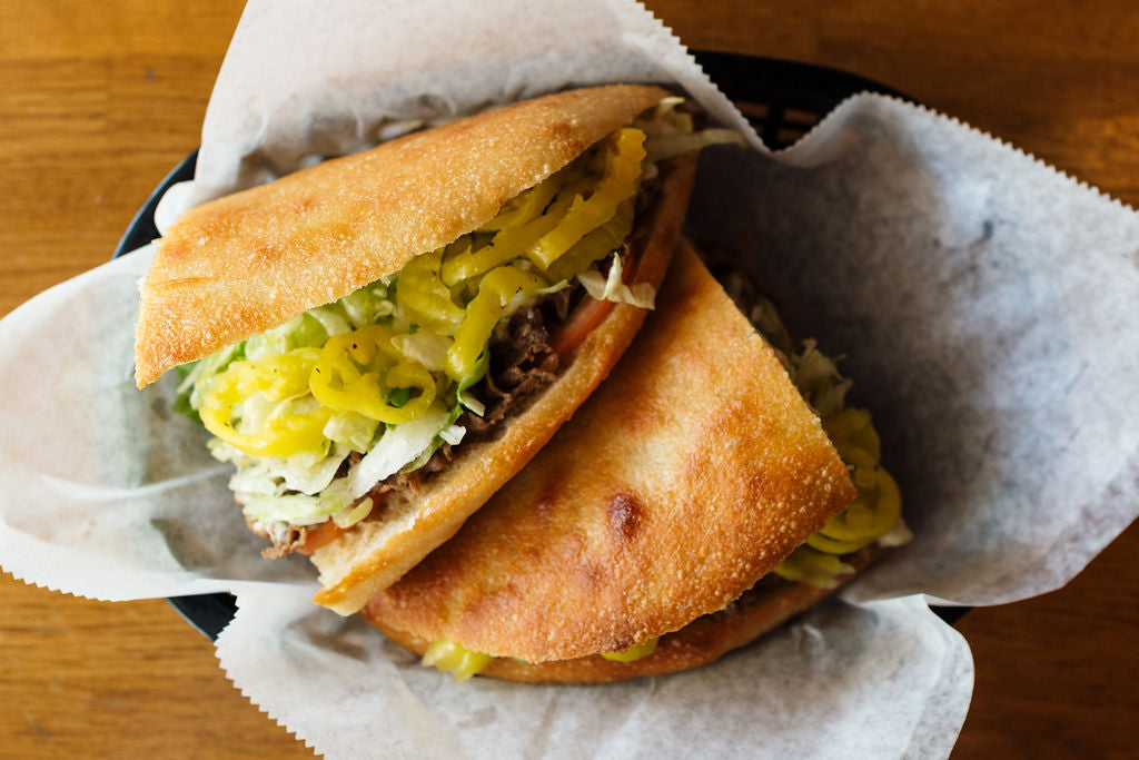 cheesesteak on homemade bread at Joe's Pizza
